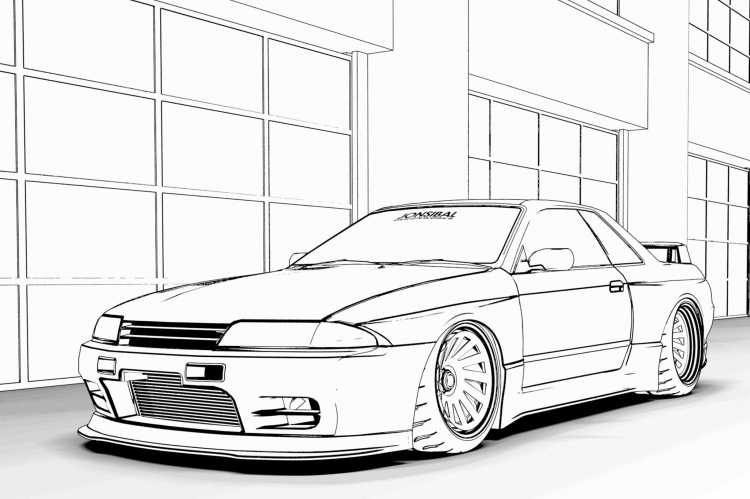 Nissan Skyline GTR r34 раскраска