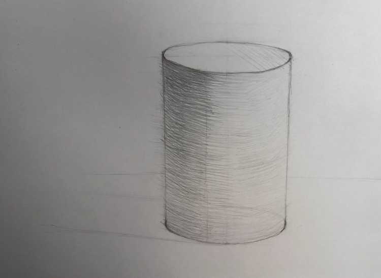 Штриховка цилиндра поэтапно