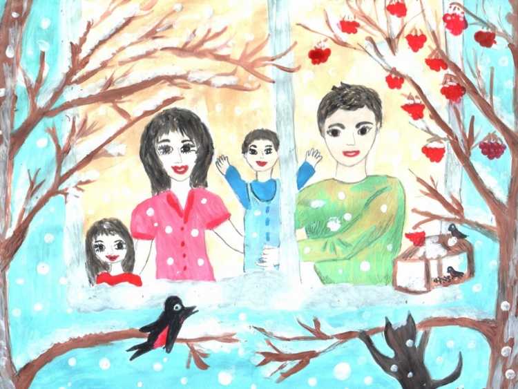 Рисование портрет семьи