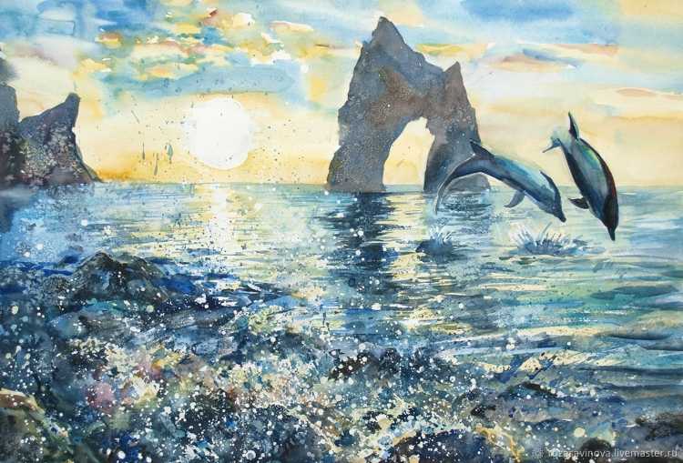 Пейзаж с дельфинами