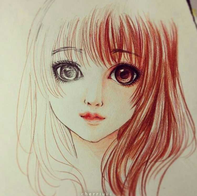 Аниме девушки карандашом