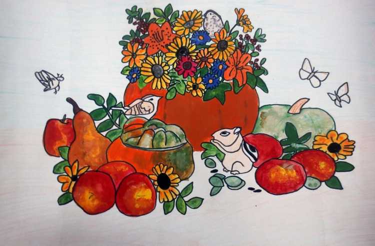 Рисование дары осени средняя группа