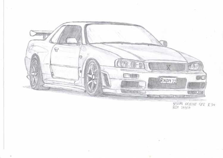 Nissan Skyline r34 карандашом