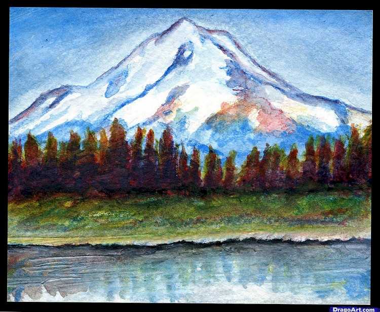 Пейзаж гуашью