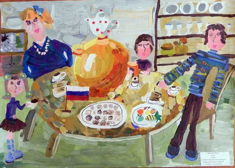 Рисование на тему чаепитие