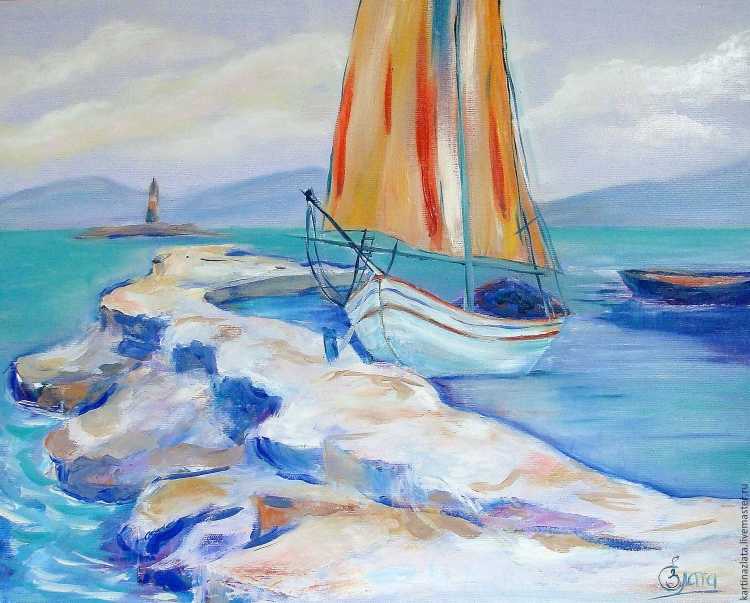 Картина кораблик в море
