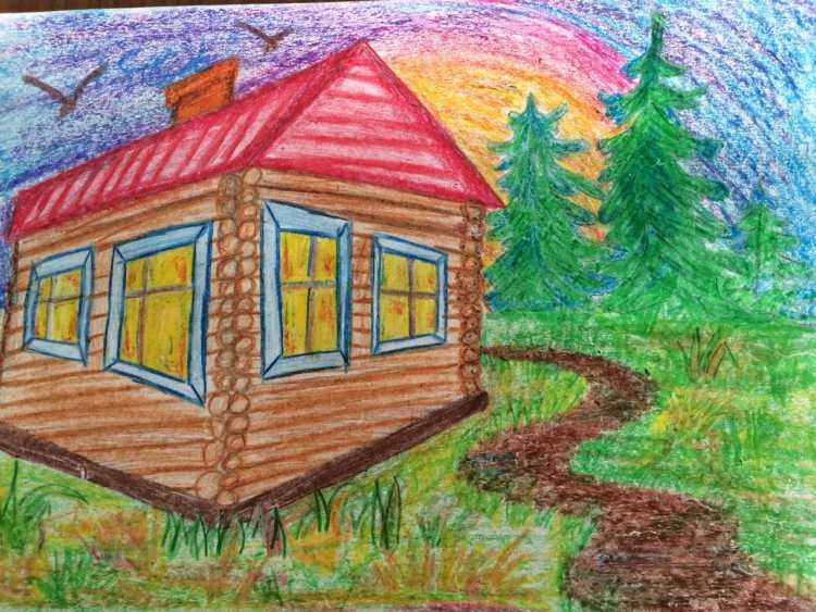 Рисунок на тему мой дом карандашом