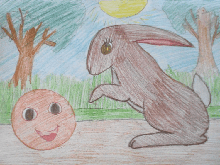 Колобок рисунок детский