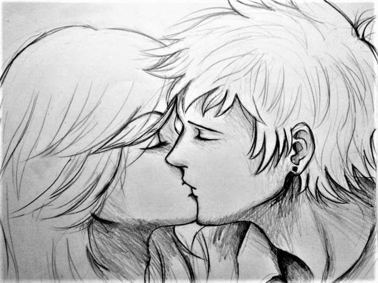 Поцелуй рисунок карандашом