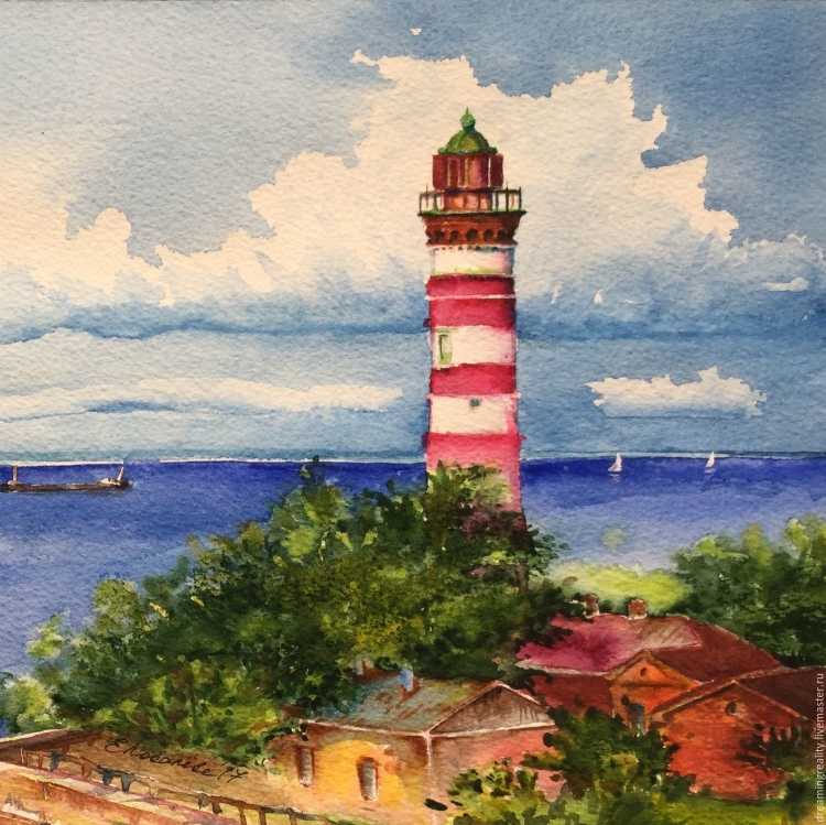 Морской пейзаж вечером рисунок