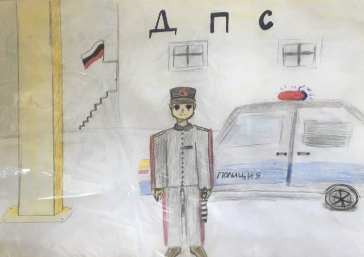 Детский рисунок полицейского