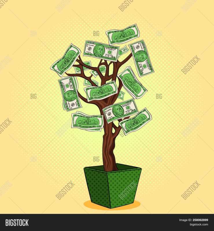 Нарисованное дерево из денег
