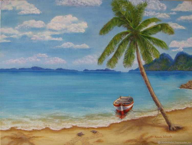 Пляж и море маслом