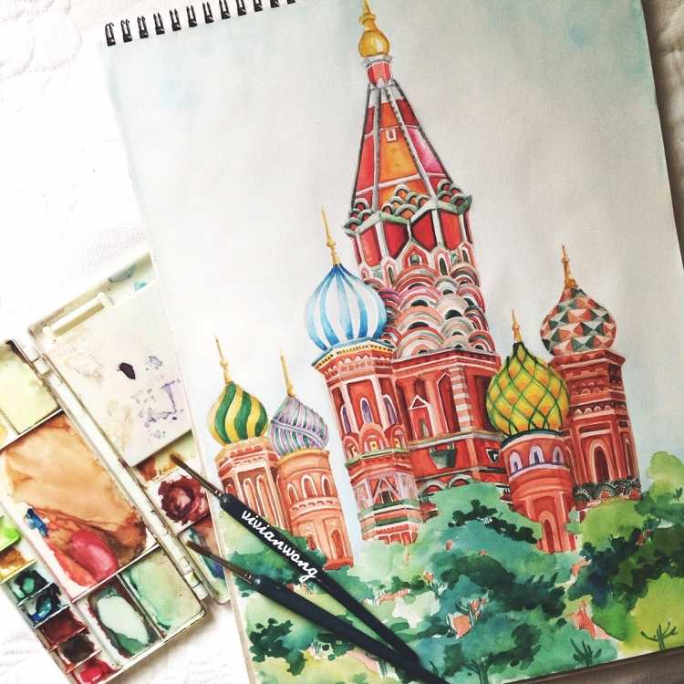 Кремль гуашью