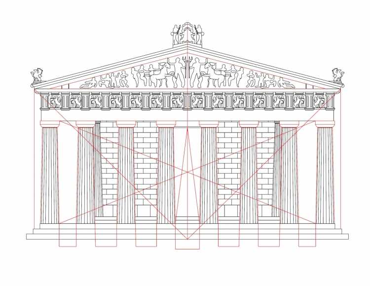 Планы фасады храм Афины Парфенон