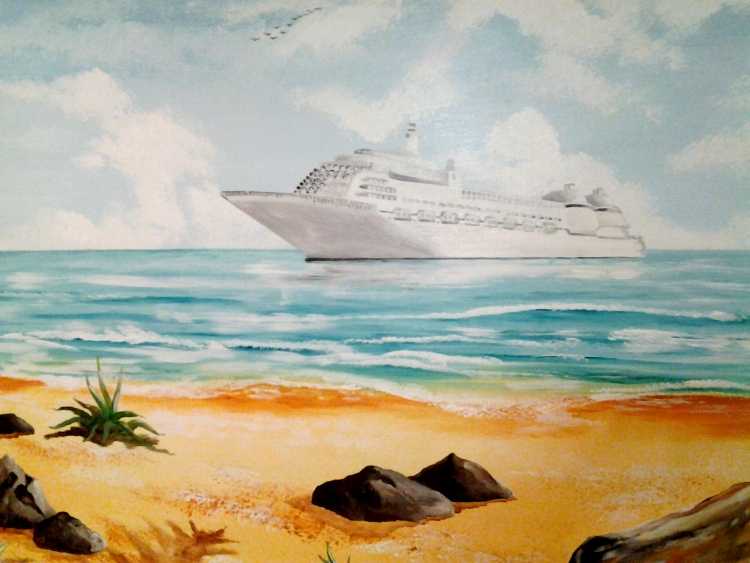 Морской пейзаж карандашом