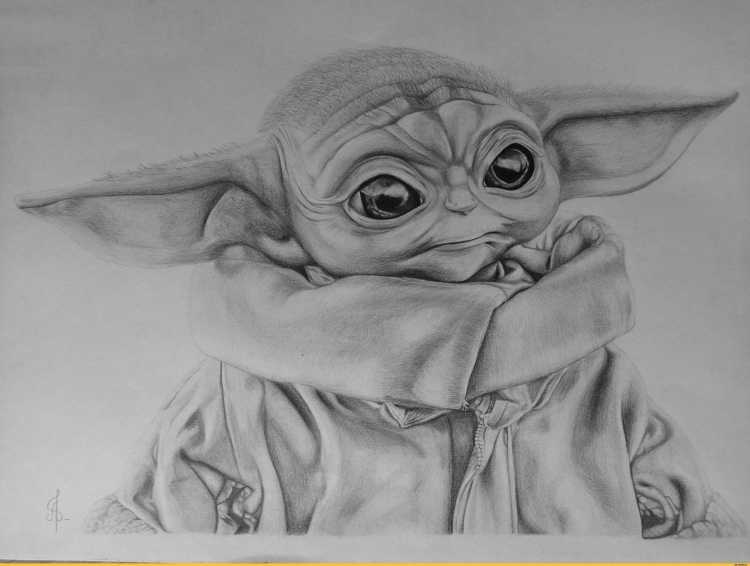 Малыш йода арт карандаш