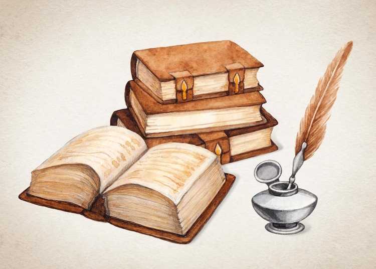 Книги нарисованные акварелью