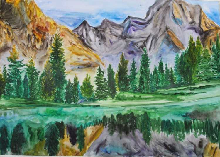 Горы арт карандашом