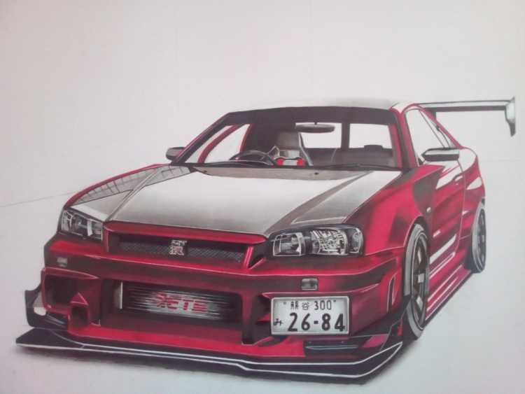 Nissan Skyline GTR r34 карандашом