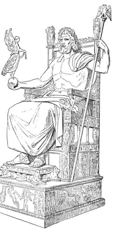 Статуя Зевса в Олимпии рисунок