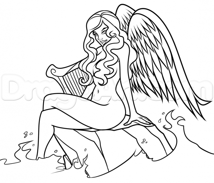 Рисунок сирены поэтапно карандашом