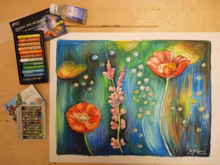 Рисование масляными мелками