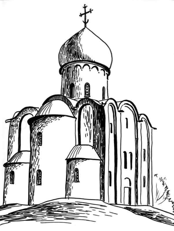 Церковь Спаса на Нередице Новгород черно белая