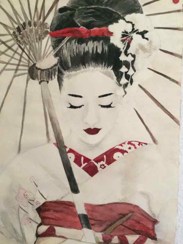 Японская живопись гейши Geisha Art гейша иллюстрация Japanese Art