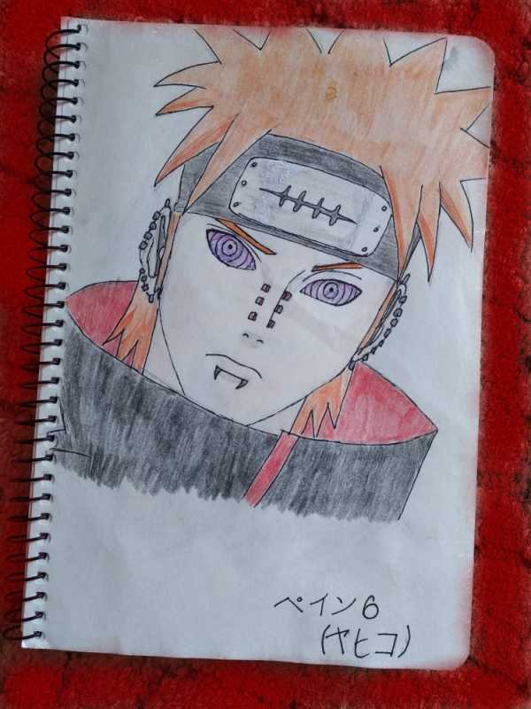 Аниме Наруто Пейн карандашом