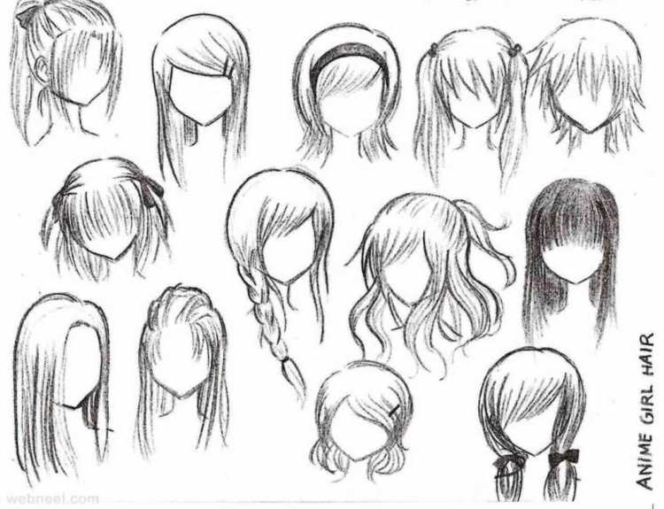 Причёски для рисования аниме