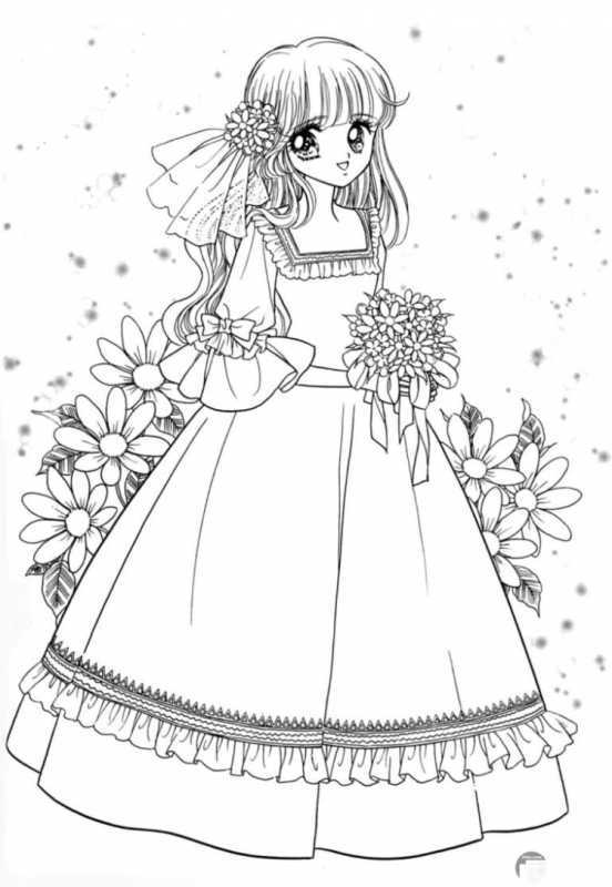 Раскраска антистресс аниме принцессы