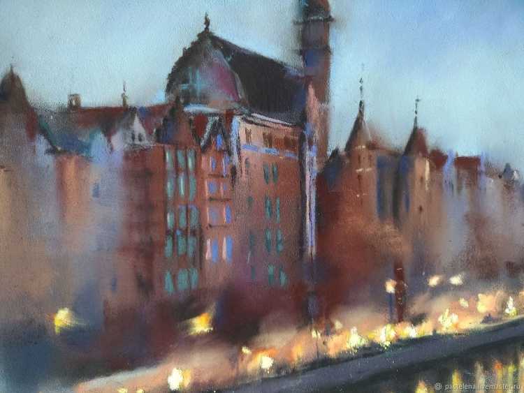 Городской пейзаж пастелью