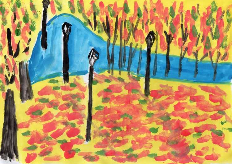 Осенний парк детские рисунки