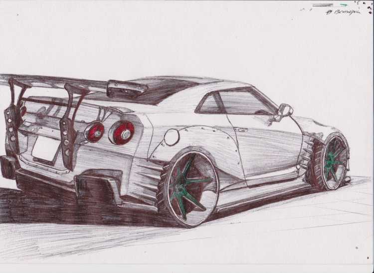 Nissan Skyline r35 GTR рисунок