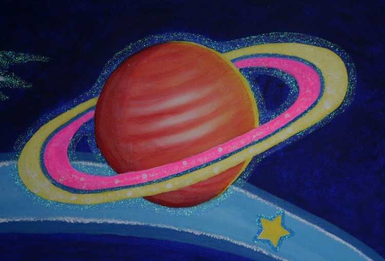 Сатурн карандашом в цвете