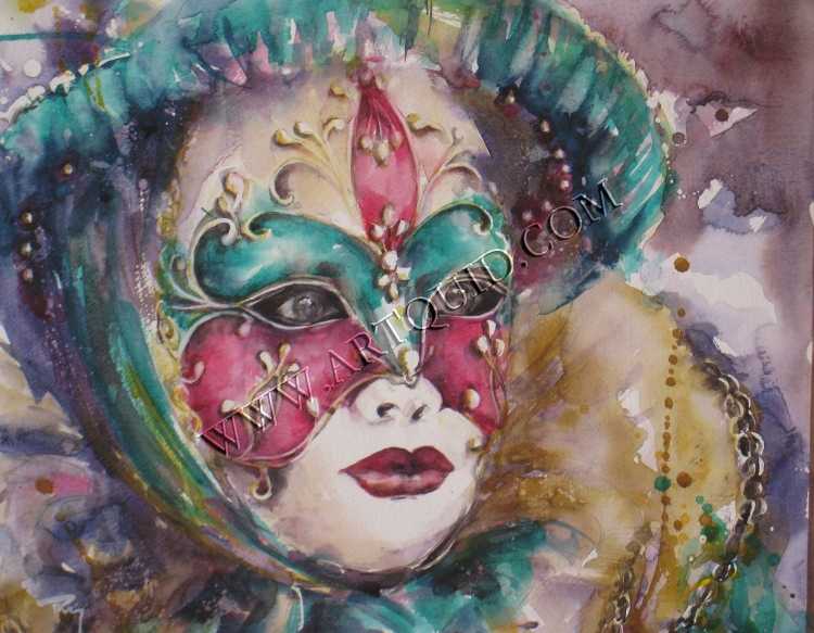 Венецианский карнавал акварель