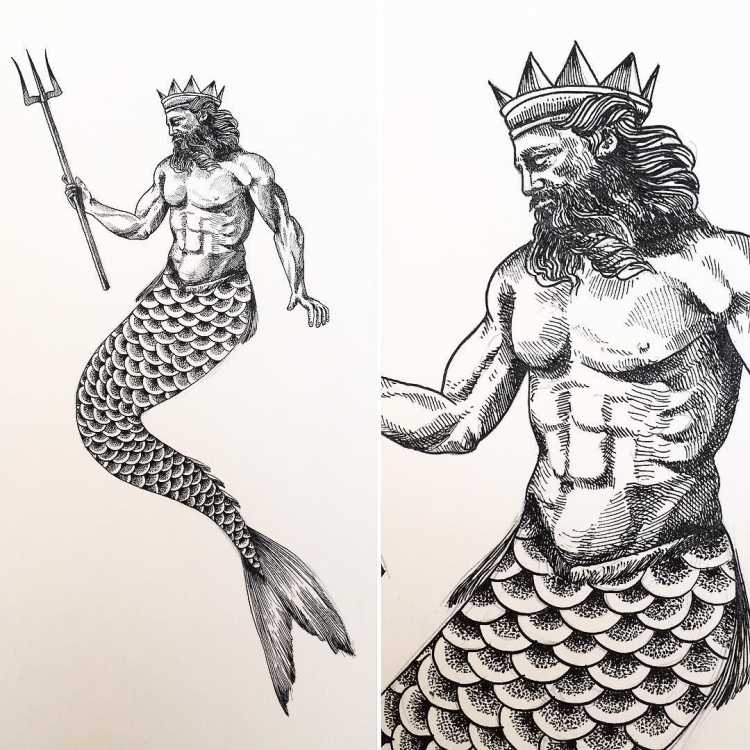 Бог Греции Посейдон раскраска