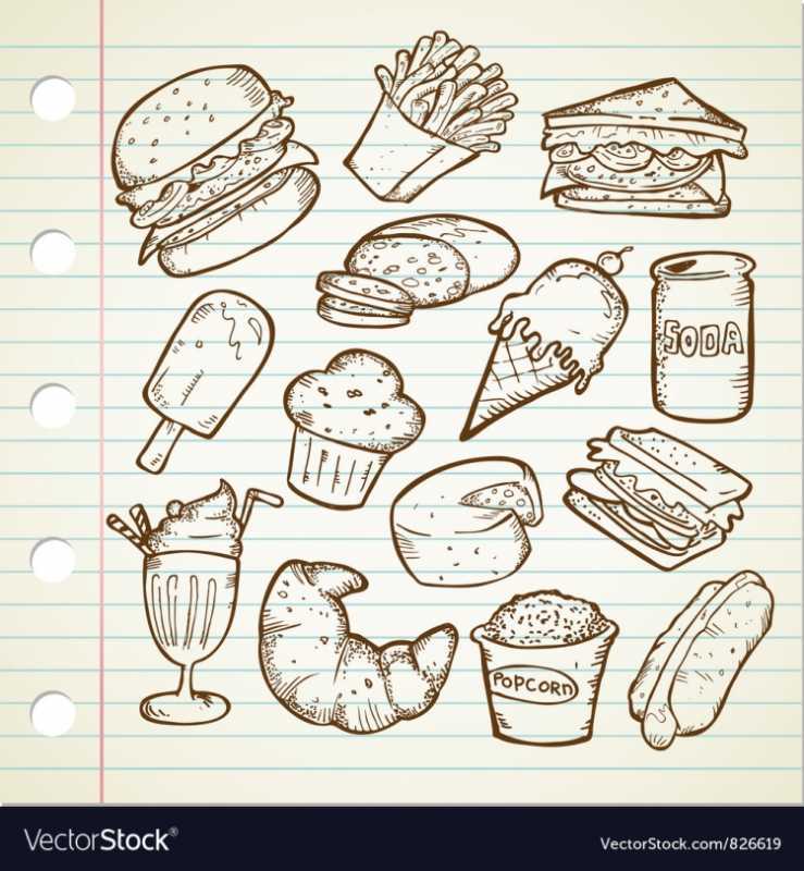 Рисунки еды карандашом для начинающих