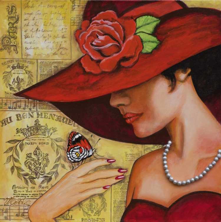 Женщина в шляпе рисунок