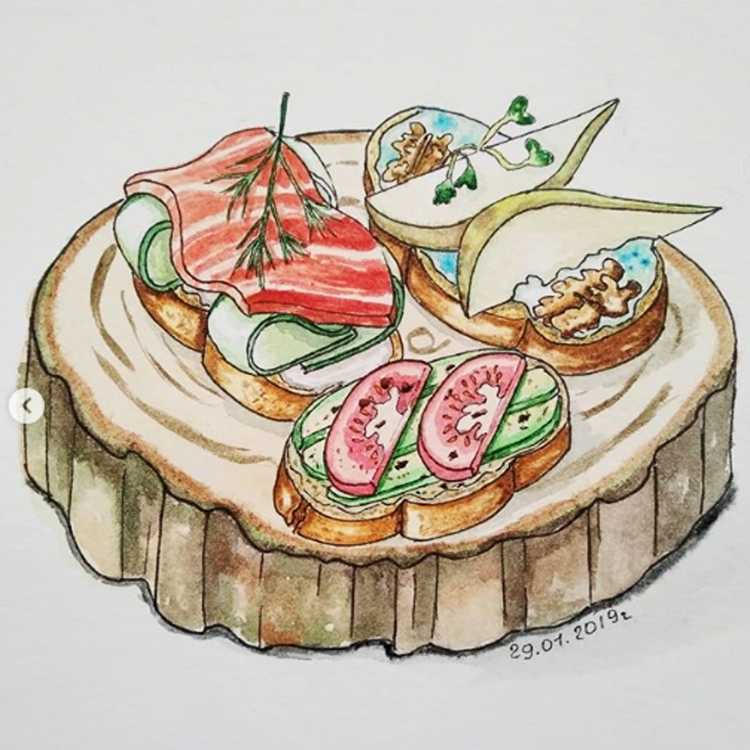 Завтрак акварель