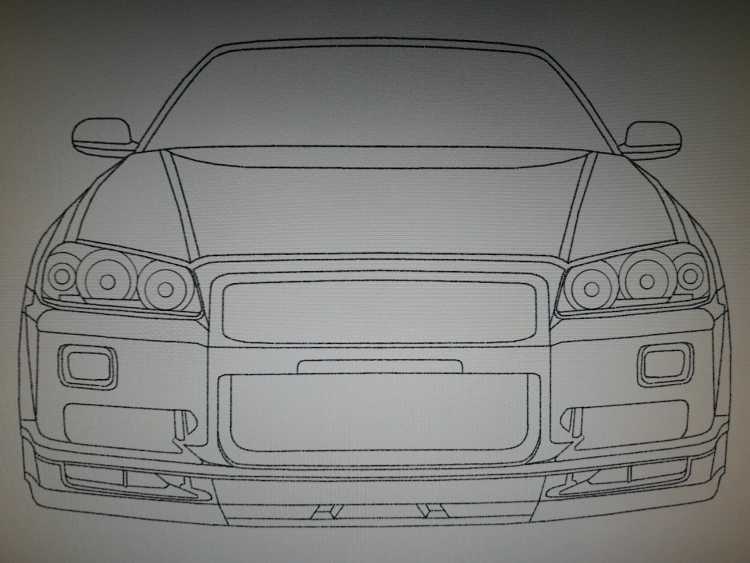Ниссан Скайлайн 34 рисунок сзади