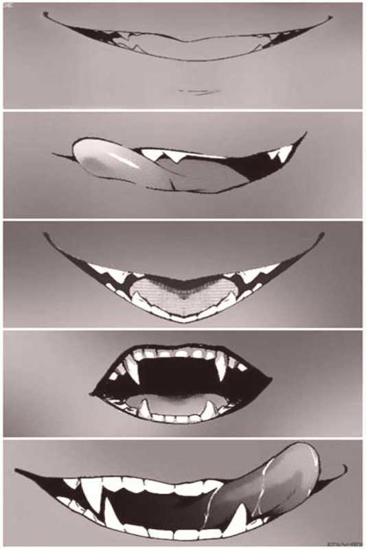 Нарисованный рот с клыками
