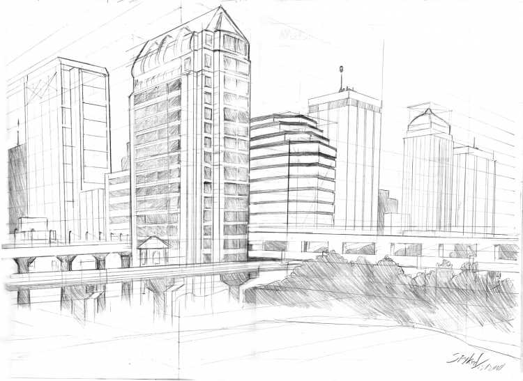 Эскиз современного города