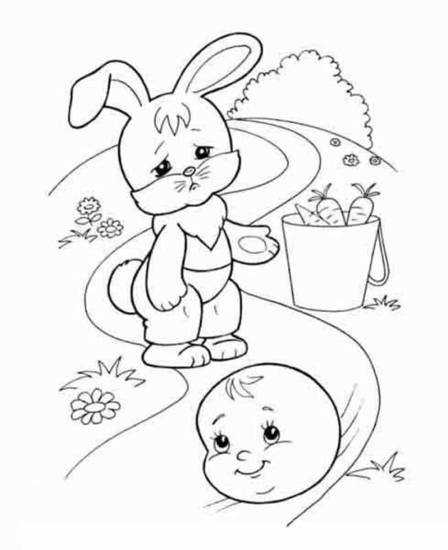 Раскраска к сказке Колобок для малышей