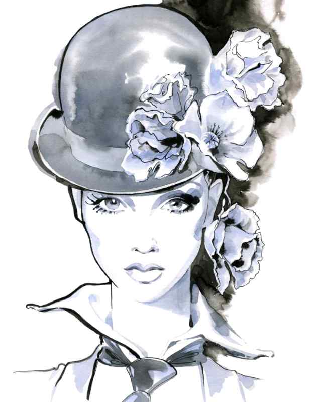 Дама в шляпе силуэт