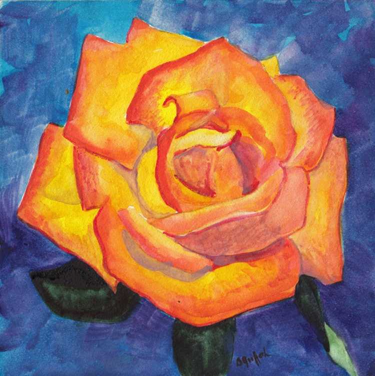 Розы гуашью