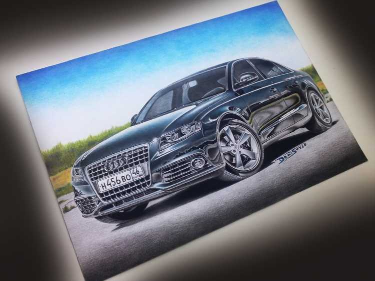 Ауди рисунок цветными карандашами