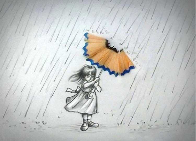 Дождь рисунок карандашом