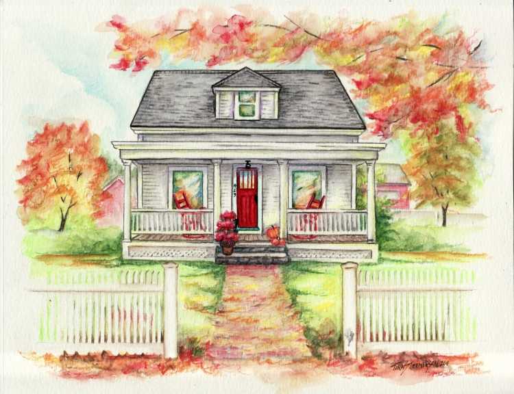 Коттедж акварель